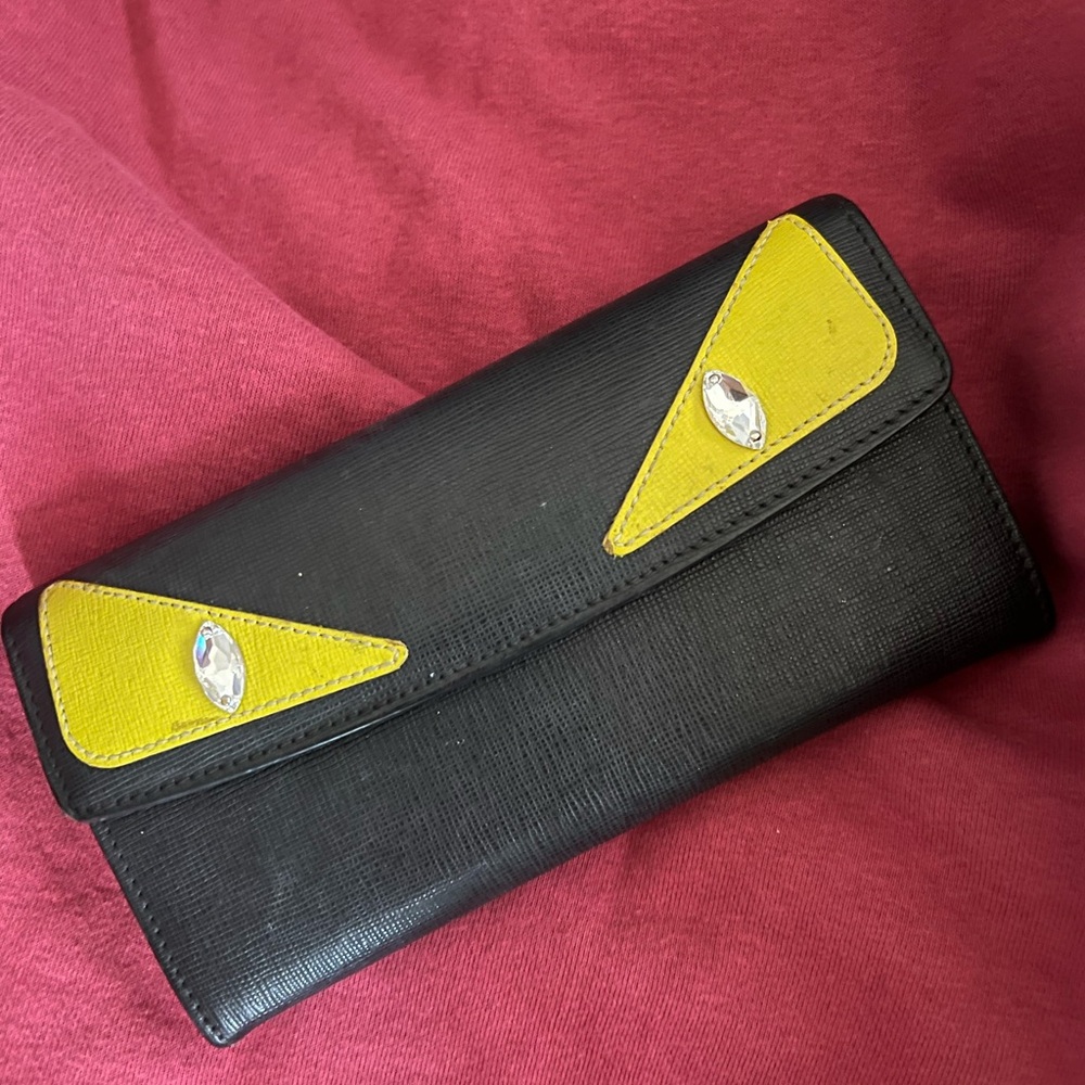Fendi Monster- Black and Yellow Women's Clutch, Wallet